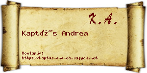 Kaptás Andrea névjegykártya